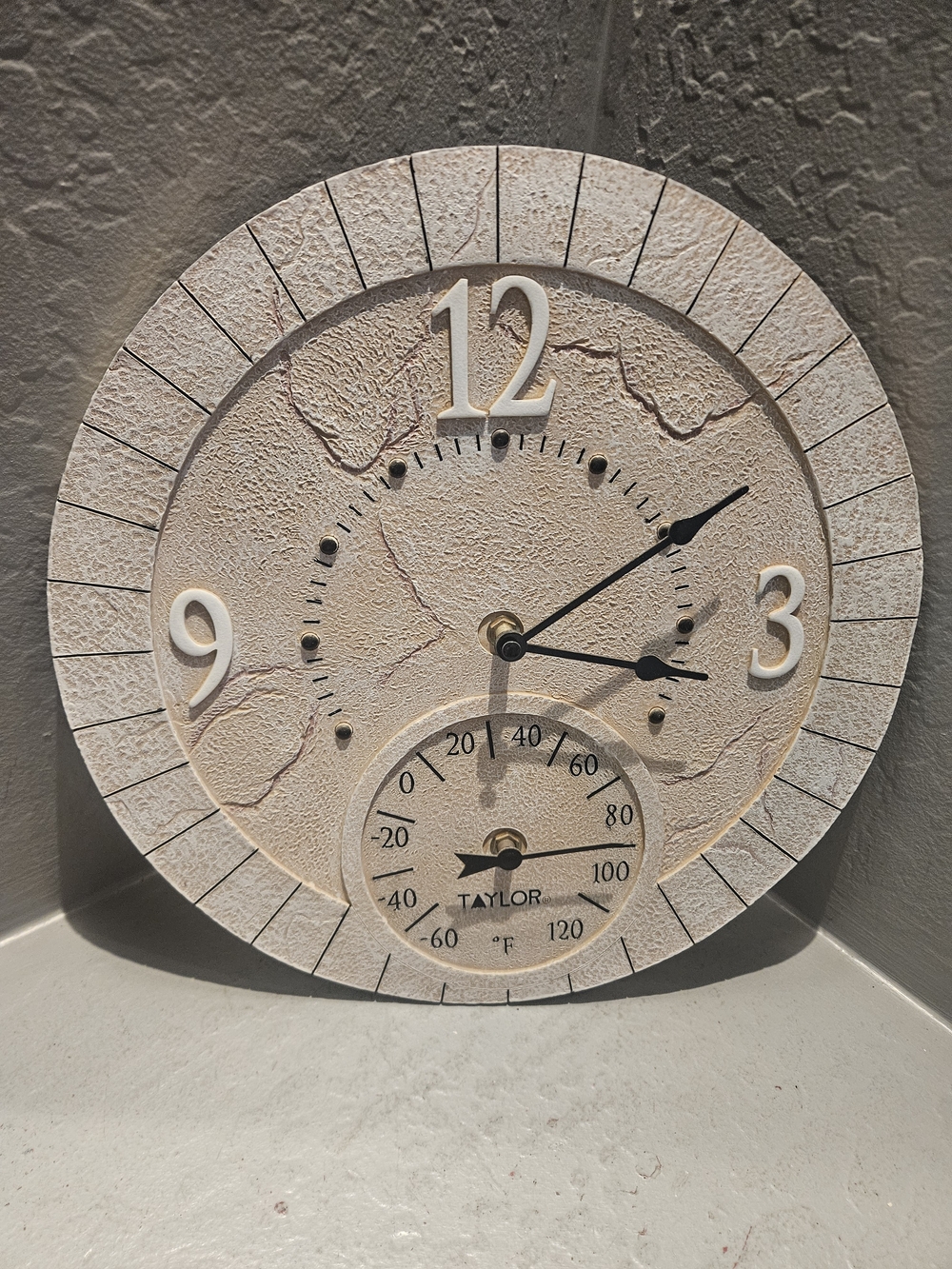 Taylor Beige Outdoor Wall Clock with Thermometer